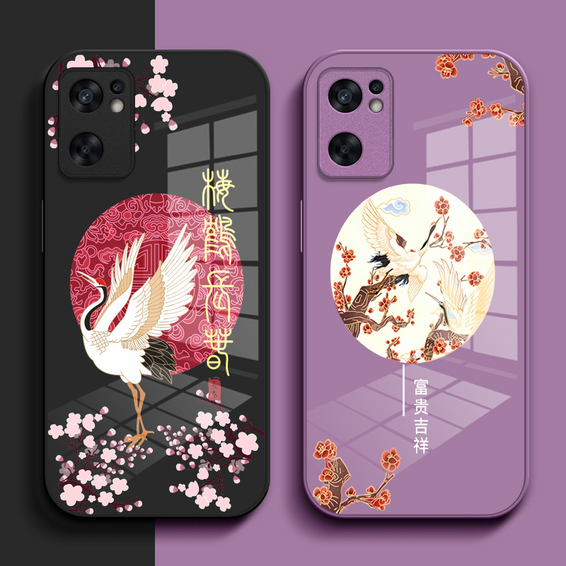 适用oppo Reno7se手机壳PFCM00钢化玻璃壳oopr7硬壳ren07se奢华7保护套reon7高级感opop保护壳rone7