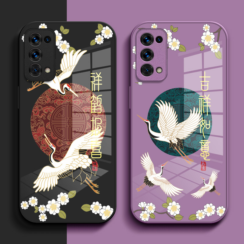 适用oppo Reno5pro手机壳PDSM00钢化玻璃壳PDSM0o中国风 5pro保护套5pro小清新rneo5pro玻璃套0PP0Ren05pr0