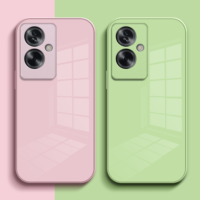 适用oppoA2m手机壳PJU110硬壳0pp0a2m新款oopoα2m保护套PJU11o玻璃壳0ppoa2m轻奢欧珀a2m纯色简约玻璃套全包