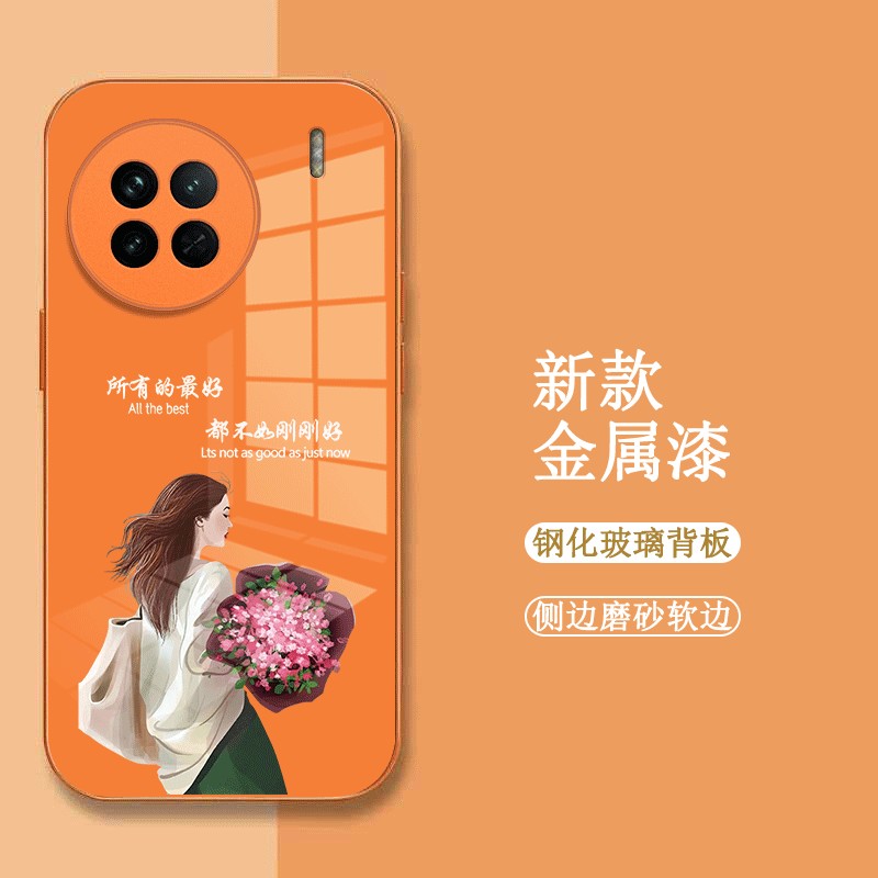 适用vivoX90s手机壳V2241HA玻璃壳Viv0x90s。新款vox90s保护套vlvo X9os全包vovix90s女款Vovo x90s时尚奢华