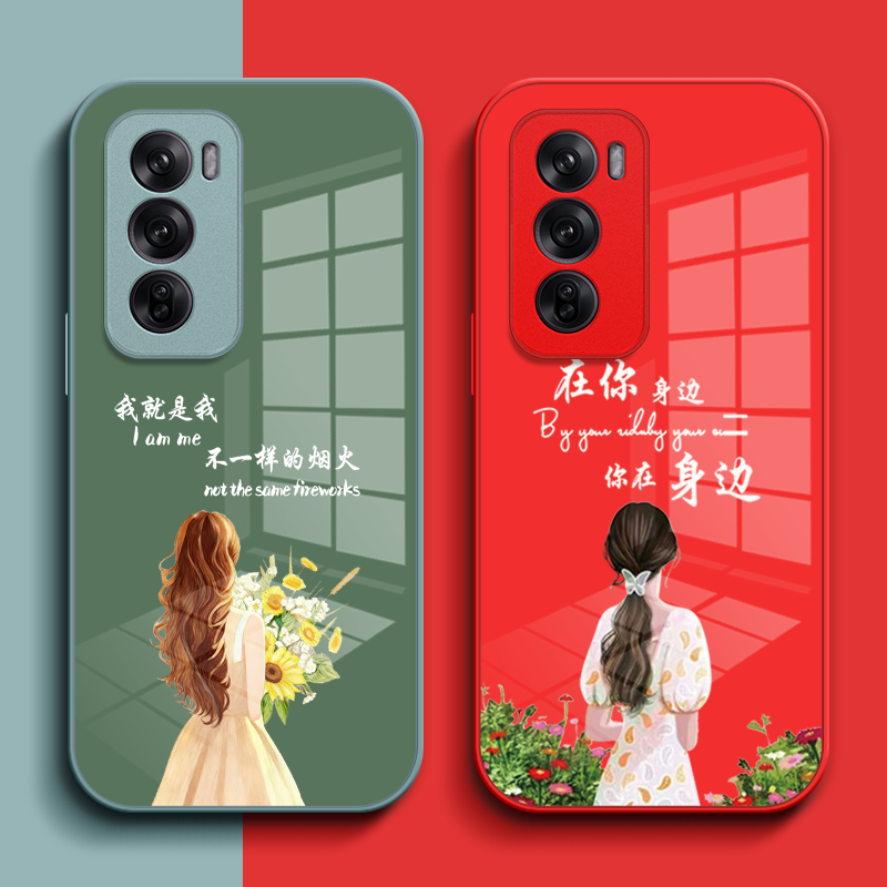 适用oppo Reno12pro手机壳PJW110玻璃壳PJWl10保护套Rneo12pr0奢华0pporeon12pro高级感花女款钢化玻璃层