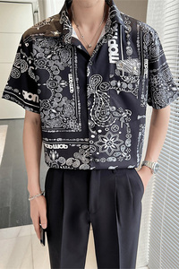 夏季男生碎花短袖衬衫轻熟风高品质抖音直播薄款冰丝上衣8811-P58图片