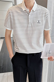 轻熟风夏季短袖条纹Polo衫时尚修身男士商务休闲T恤C203A-8806P58，男装T恤，电商C208A