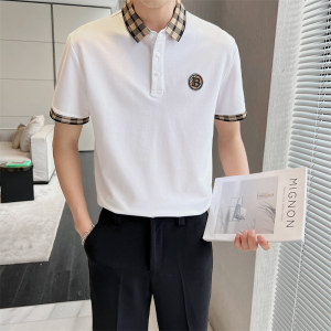 2025夏季新款青年男士短袖Polo衫青春活力休闲格子t恤 C203A-8808图片