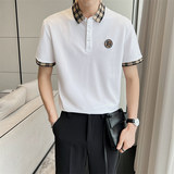 2025夏季新款青年男士短袖Polo衫青春活力休闲格子t恤C203A-8808，男装T恤，电商C208A