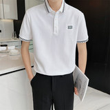 夏季男士休闲短袖T恤轻熟风高品质抖音直播款格子翻领Polo衫8807，男装T恤，电商C208A