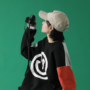 卫衣女新款2021潮ins中性韩版设计感小众chic港风拼接上衣图片