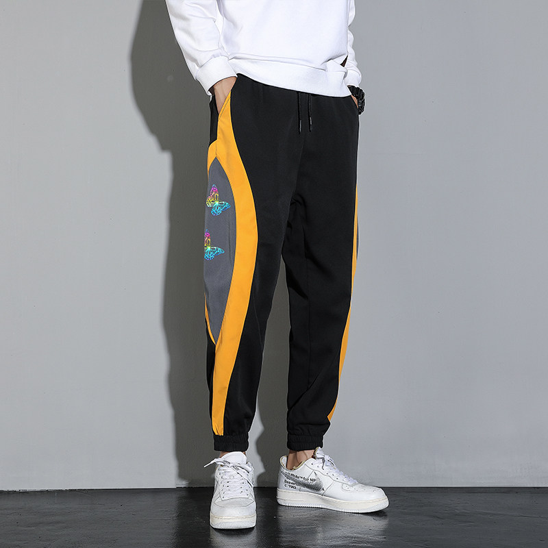 彩色反光印花休闲裤日系灰墙男士大码撞色长裤C203A-6623-P45控78图片
