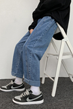 牛仔裤男2025年新款潮牌宽松直筒配腰带休闲阔腿裤裤子6662，男装牛仔裤，电商C208A