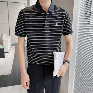 夏季男士商务休闲条纹Polo衫帅气百搭时尚短袖t恤C203A-8806-P58图片