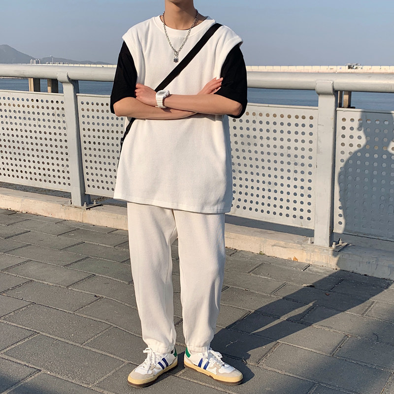 英伦学院风秋季套装华夫格背心坎肩针织羊毛情侣男女同款tz3011,男装背心/马甲,电商C208A