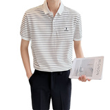 轻熟风夏季短袖条纹Polo衫时尚修身男士商务休闲T恤C203A-8806P58，男装T恤，电商C208A