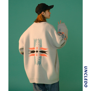 毛衣女外穿春秋季宽松复古美式字母印花慵懒风针织上衣5100，男装针织衫/毛衣，电商C208A