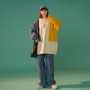 慵懒风毛衣女套头秋冬2025新款马海毛日系软奶宽松针织衫外穿5089图片