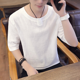 2025夏季棉麻新款短袖T恤衫男风大码休闲衬衫C203A-8099-P35，男装T恤，电商C208A