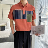 帅气百搭青年男生翻领休闲Polo衫夏季拼色潮流T恤男C203A-8814P58，男装T恤，电商C208A