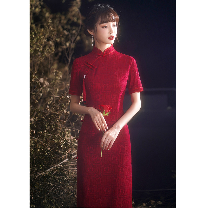 旗袍2020年新款改良连衣裙复古气质年轻款新娘敬酒服中国风少女秋