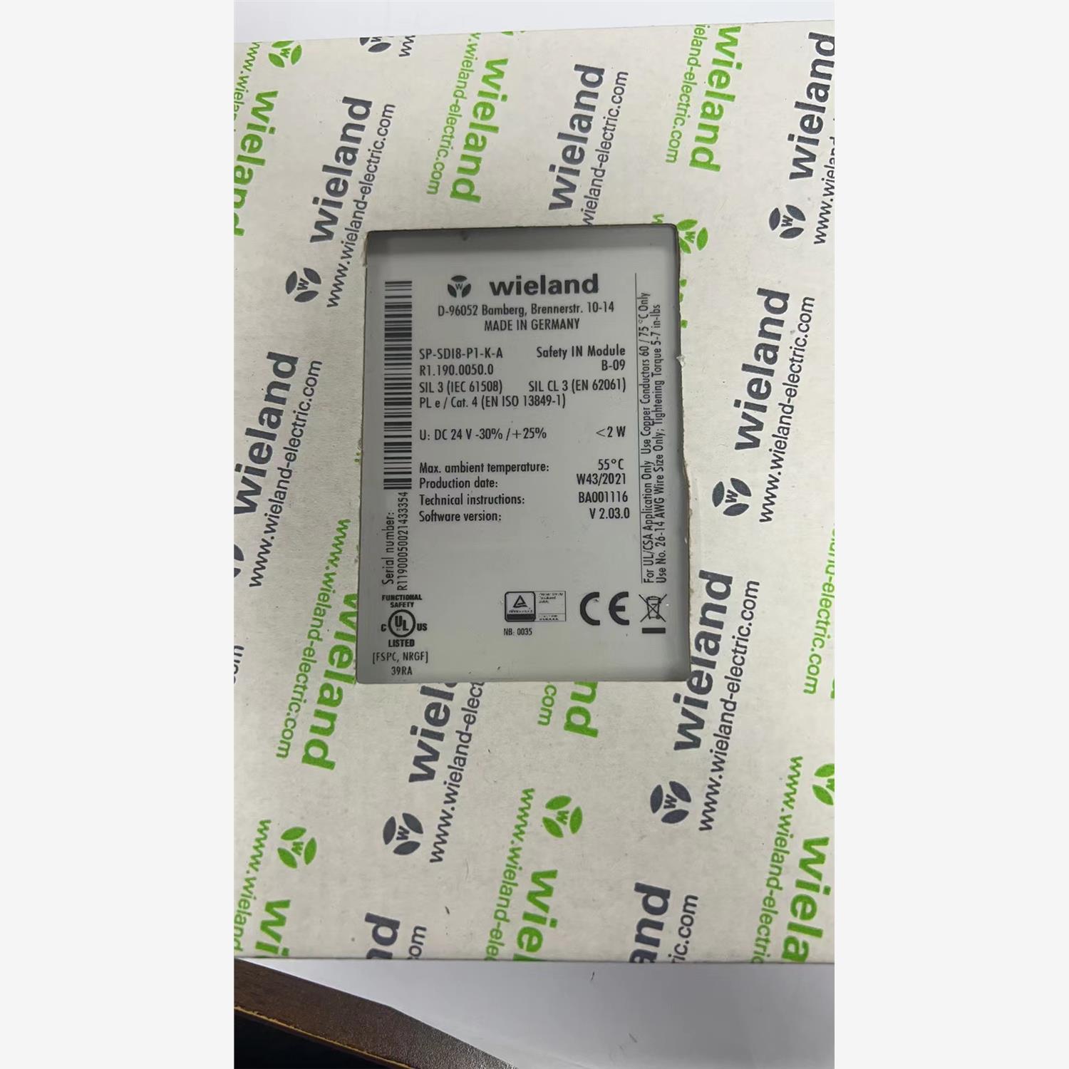 全新库存现货安全继电器wieland d-96052  无拆封