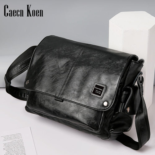 caecnkoen牛皮横款休闲风单肩包