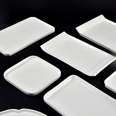 纯白陶瓷长方盘正方托盘