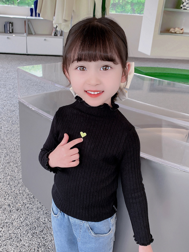 소녀와 아이들은 긴팔 티셔츠를 좋아합니다. 2024 새로운 한국 스타일 슬림핏 얇은 바닥 셔츠 다목적 스웨터