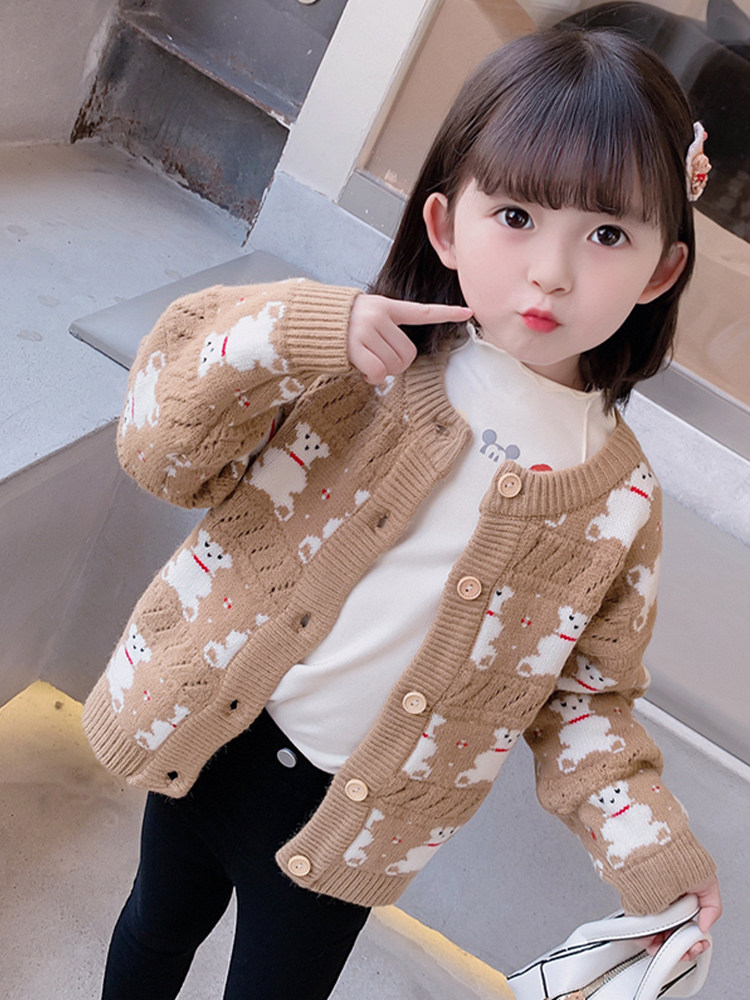 청년 및 중년 어린이 스웨터 재킷 봄 가을 2024 새로운 봄  소녀 유행 니트 가디건 봄 최고 유행