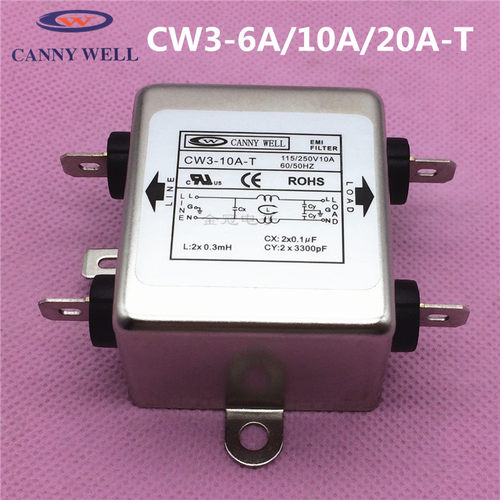 台湾原装CANNY WELL电源滤波器CW3-20A 6A10A-T单相AC220V净化器