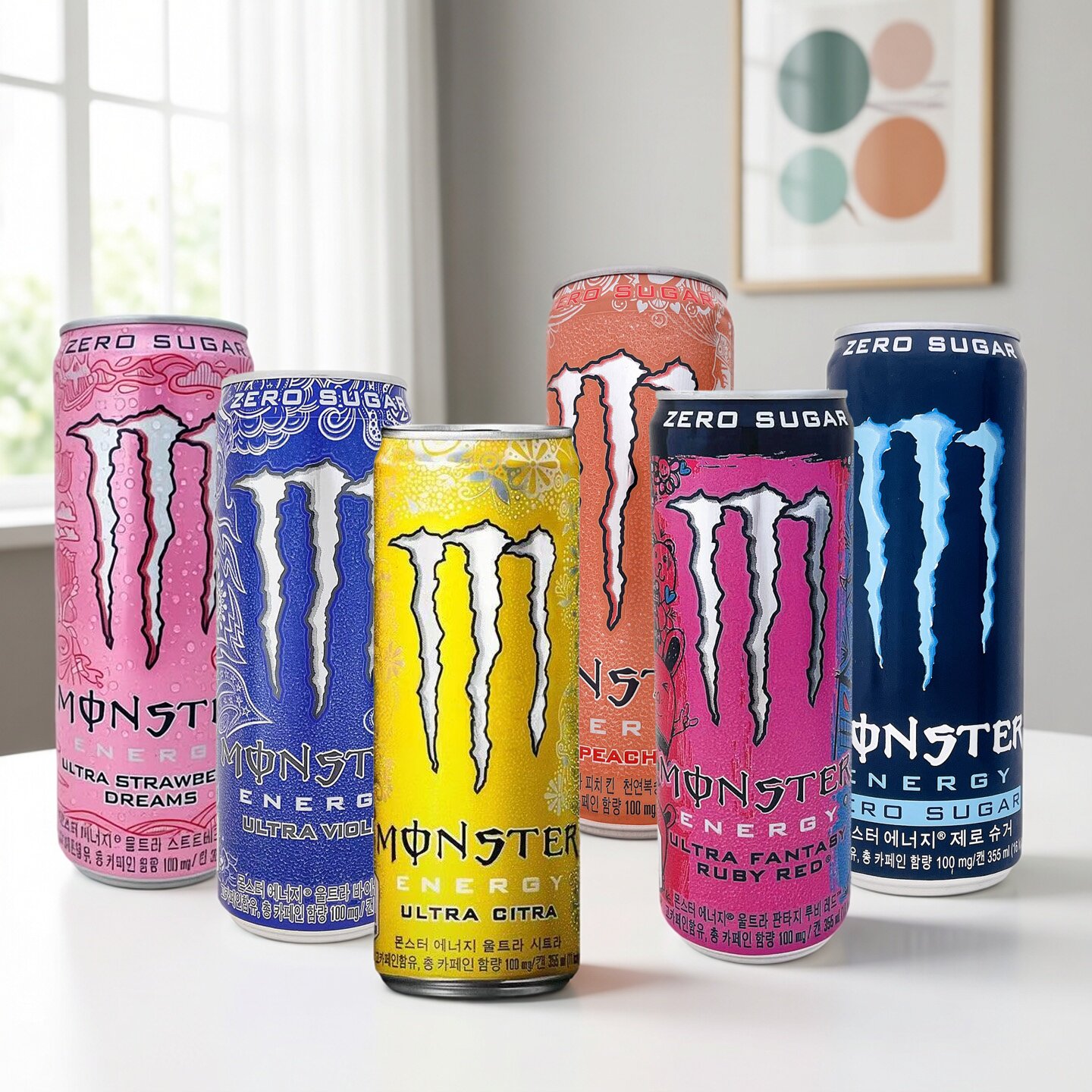 韩国Monster魔爪 无糖组合六口味355mlx6罐能量型维生素功能饮料