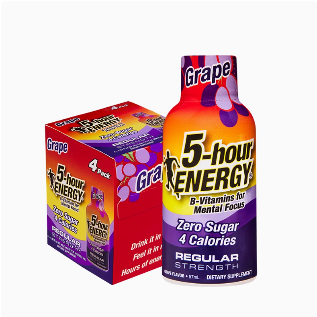 美国5-hour ENERGY维生素运动功能 5小时能量饮料 葡萄味57mlx4瓶