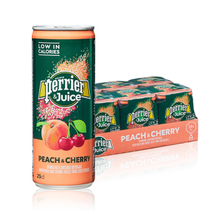 桃子樱桃味含气果汁果味饮料250ml 24罐 Perrier巴黎水 法国进口