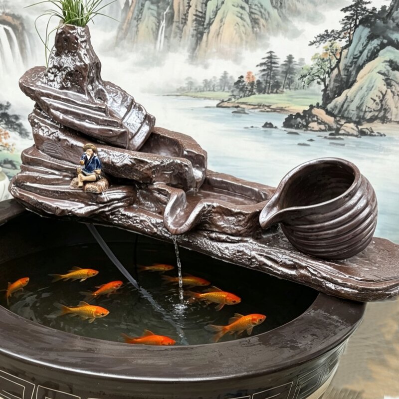 鱼缸过滤器循环系统庭院造景水池流水摆件