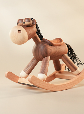 原上城马年可爱木马桌面摆件原创设计复古个性实木高品质装饰