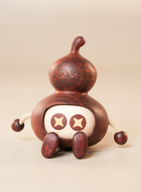 原上城原创设计小叶紫檀错金葫芦桌面收藏摆件