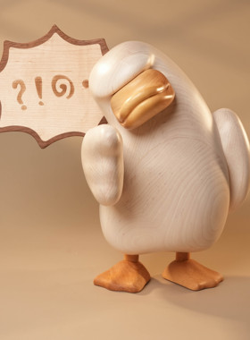 原创实木办公室创意摆件鹅总原上城高级感治愈工艺品日常送礼物