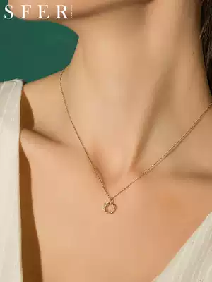 Double ring necklace female 925 sterling silver light luxury niche design sense Advanced Simple temperament 2021 New choker
