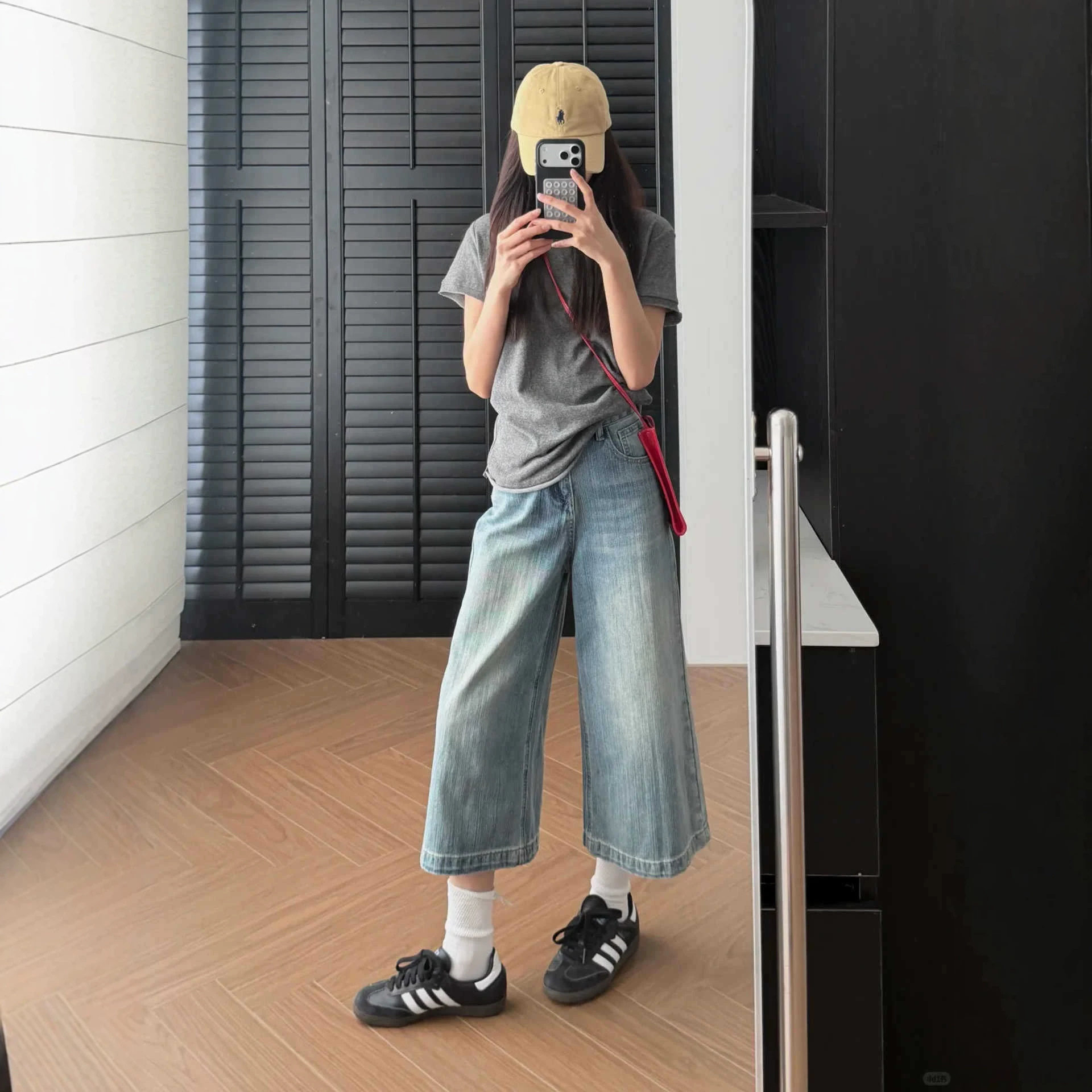 美式复古七分牛仔裤女夏季大码胖mm高腰宽松显瘦直筒八分阔腿中裤