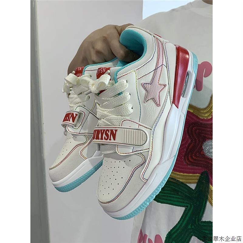 韩版星星板鞋少女可爱魔术贴气垫运动鞋夏百搭跑步鞋厚底男鞋ins