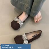 玛丽珍鞋 羊皮复古绒面圆头浅口芭蕾舞平底单鞋 女百搭温柔风法式