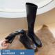 羊皮版 黑色不过膝长筒靴女高筒骑士靴秋冬显瘦弹力软皮瘦瘦长靴