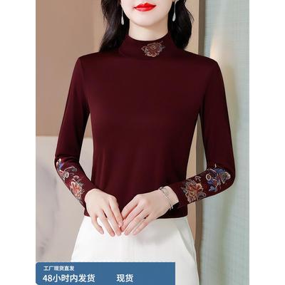 半高领品牌双面德绒打底衫冬女士正品高档内搭可外穿妈妈保暖上衣