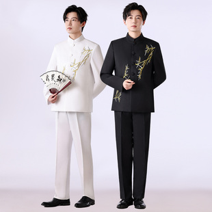 中式中山装演出服男国庆元旦大合唱男士舞台表演服装主持歌手礼服