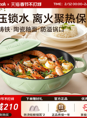 amercook珐琅锅家用铸铁炖锅炖盅砂锅煮汤锅海鲜不粘焖烧锅电磁炉