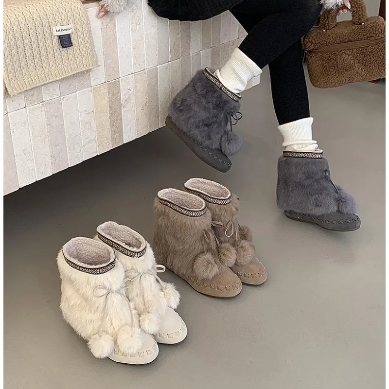 雪地靴女2025新款冬季加绒保暖内增高防滑东北桑坡棉鞋