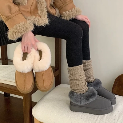 厚底增高皮毛一体雪地靴女2025冬新款时尚毛毛鞋加厚保暖套筒棉鞋
