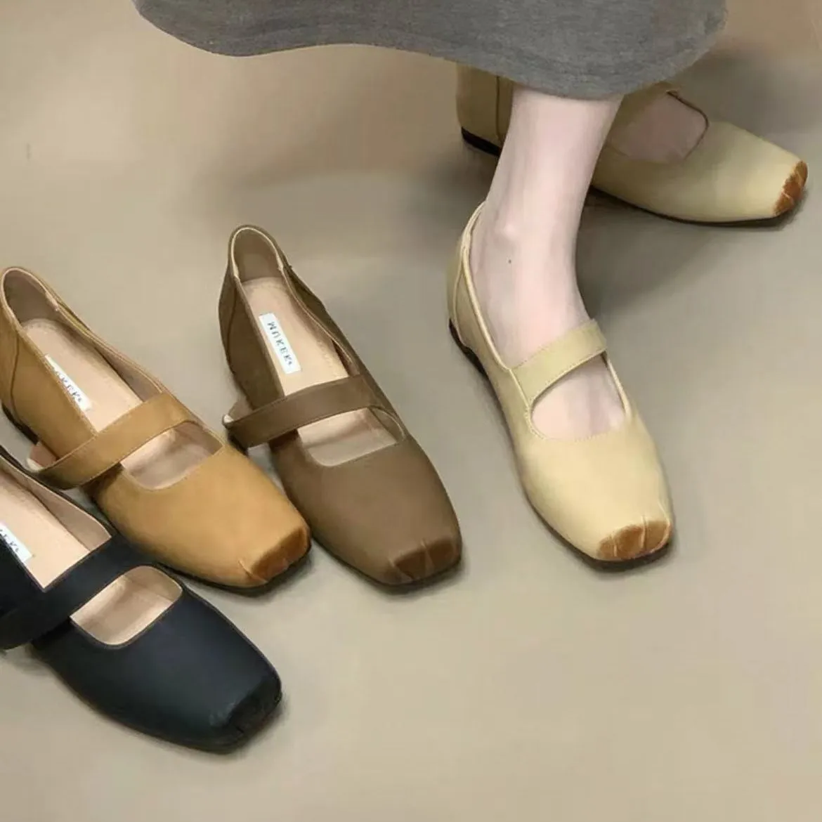 法式内增高方头玛丽珍鞋女2025新款夏秋季配裙子芭蕾舞单鞋晚晚鞋