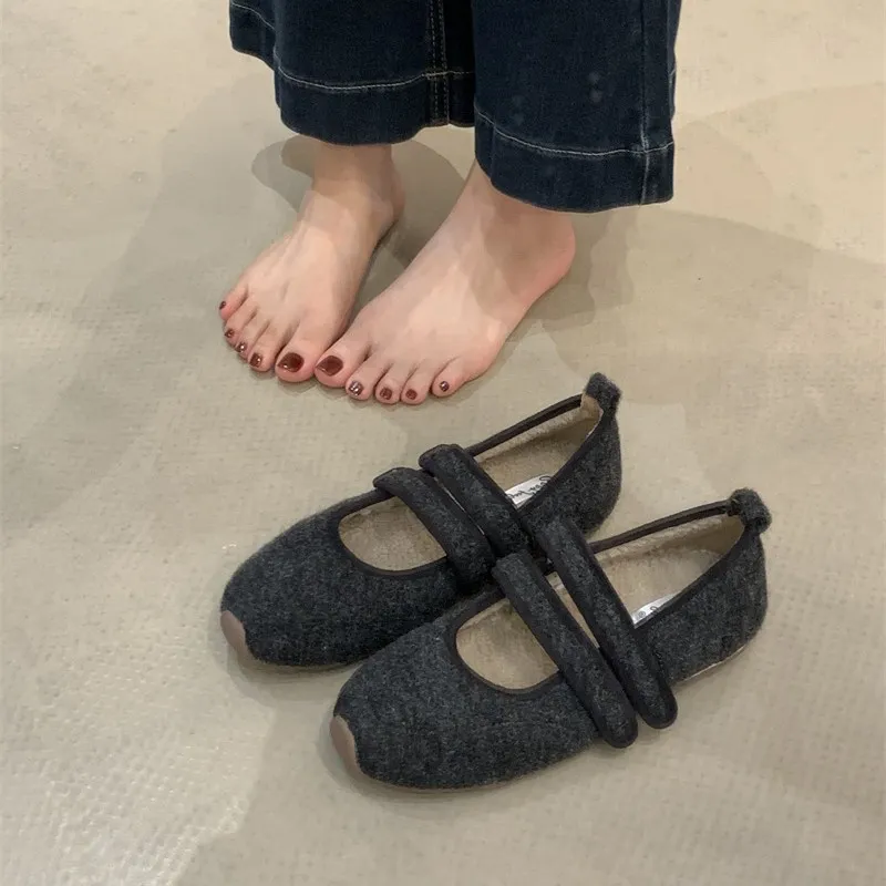 2025冬季新款休闲风加绒呢子阿甘鞋复古魔术贴运动鞋保暖豆豆鞋女