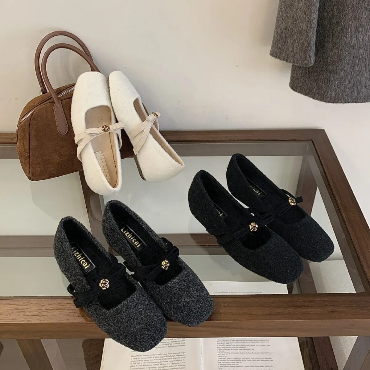 2025新款金属山茶花秋冬新款晚晚风法式温柔系内玛丽珍单鞋