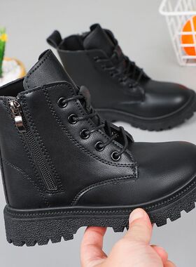 儿童马丁靴秋冬女童单靴跳舞黑色短靴秋冬季男童加绒加棉雪地靴