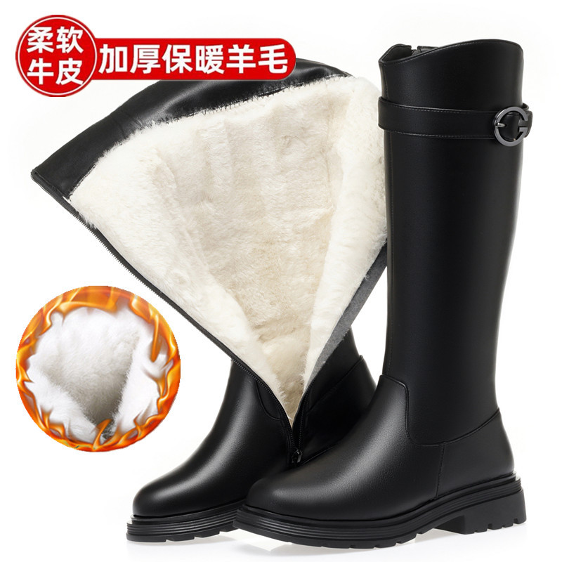 高筒靴女新款长筒靴冬季加绒加厚