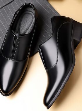 德比鞋男高级感小众黑色增高皮鞋英伦正装尖头鞋新款直销